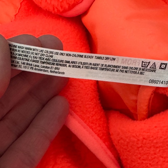Free People Hit The Slopes Fleece Jacket Neon Coral FP Movement Oversized Large - Picture 12 of 12